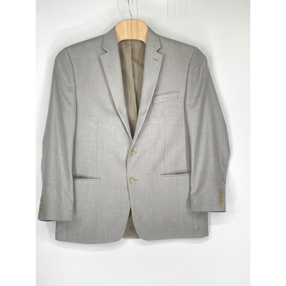 Lauren Ralph Lauren Mens Blazer 46L Sport Coat Linen Blend Grey Gingham Lining